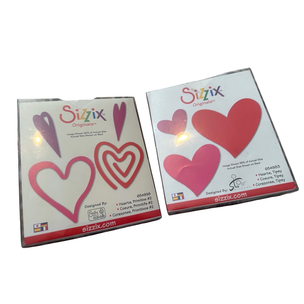 Sizzix Originals Die Cut Lot Hearts Tipsy 654983 Primitive 2 654998 Heart Shapes